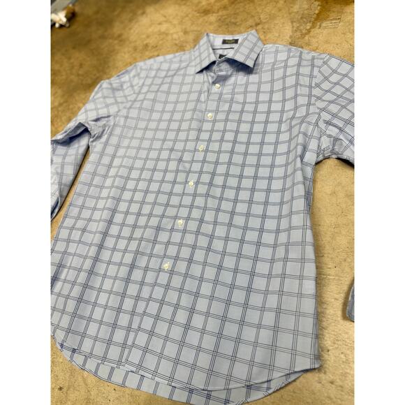 Calibrate Men’s Blue Plaid Dress Shirt – Trim Fit / Non-Iron Stretch - Picture 5 of 16